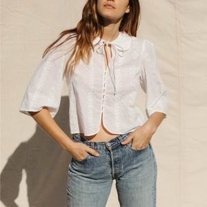 Christy Dawn - Embroidered Eyelet Blouse - XS